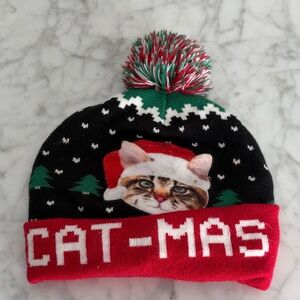 Festive Cat-Mas Hat for Cats - Black, Red, Green